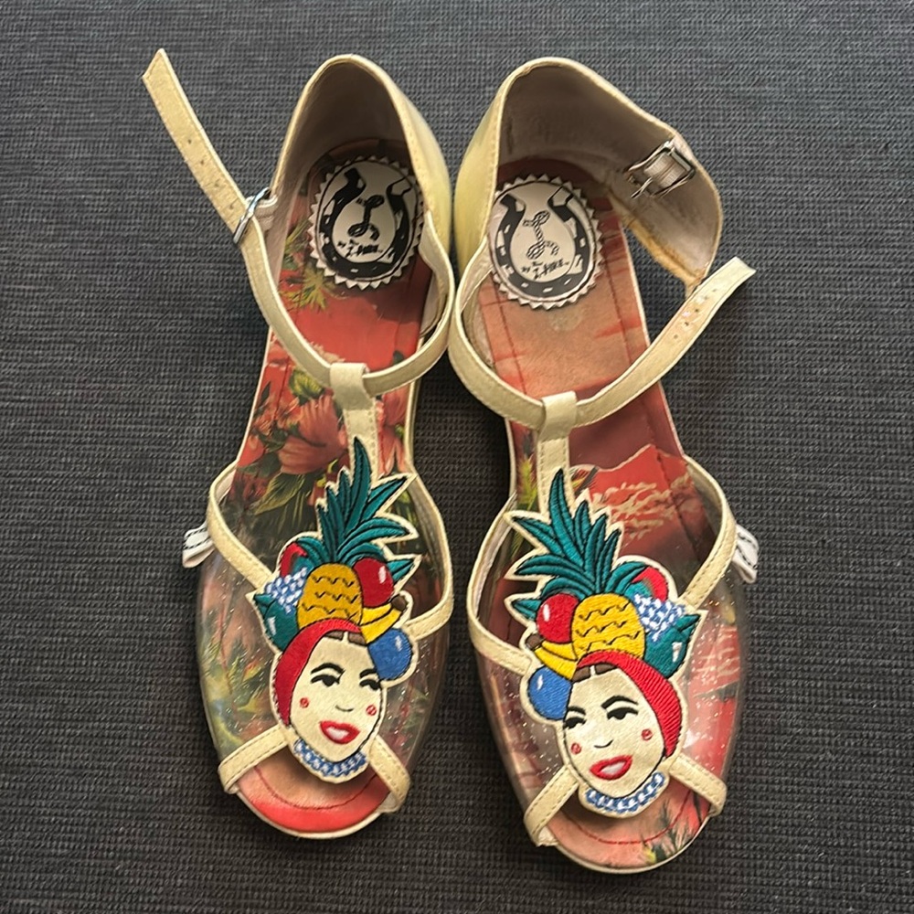 Miss L Fire Carmen Miranda peep toe sandals